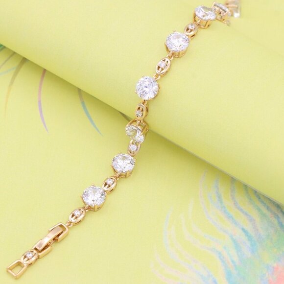 "Elegant Round Zircon Rose Gold Bracelet with Sparkling Finish, XPBL0921 - Picture 6 of 12